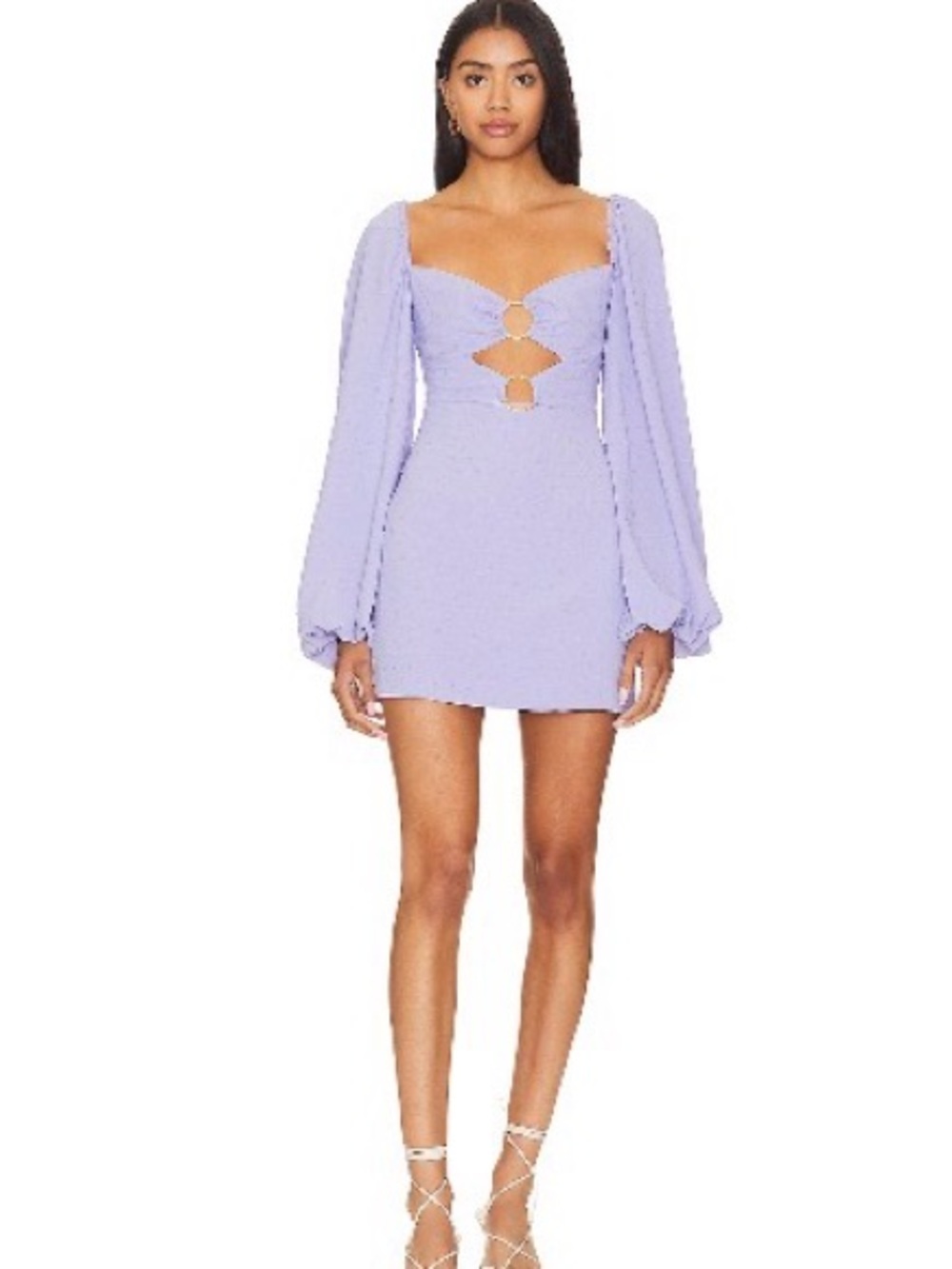 Puff-Sleeve Lilac Dress with Ring-Back Detail